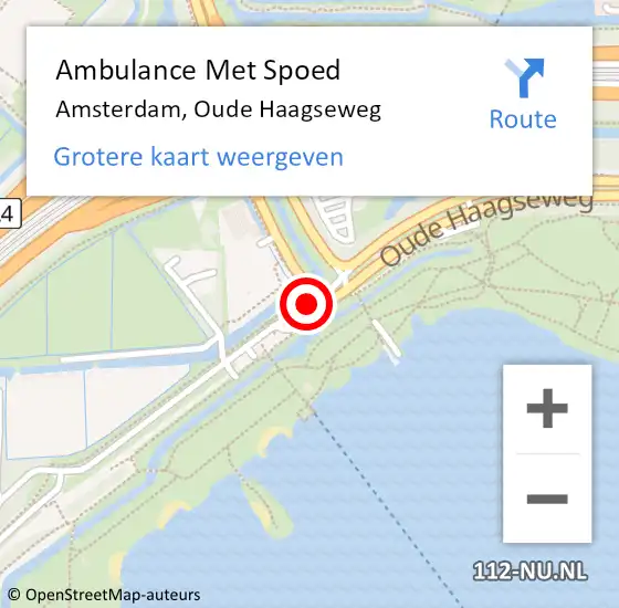Locatie op kaart van de 112 melding: Ambulance Met Spoed Naar Amsterdam, Oude Haagseweg op 5 juli 2020 17:16