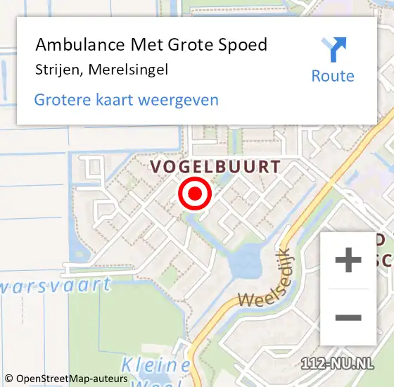 Locatie op kaart van de 112 melding: Ambulance Met Grote Spoed Naar Strijen, Merelsingel op 5 juli 2020 17:18