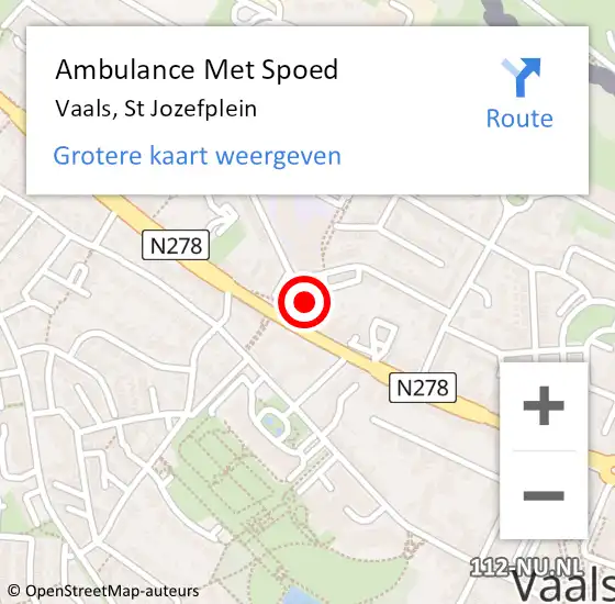 Locatie op kaart van de 112 melding: Ambulance Met Spoed Naar Vaals, St Jozefplein op 11 mei 2014 20:28