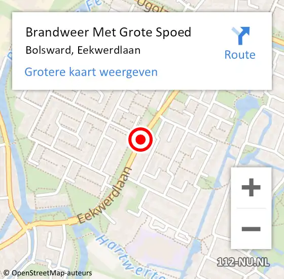 Locatie op kaart van de 112 melding: Brandweer Met Grote Spoed Naar Bolsward, Eekwerdlaan op 5 juli 2020 17:47