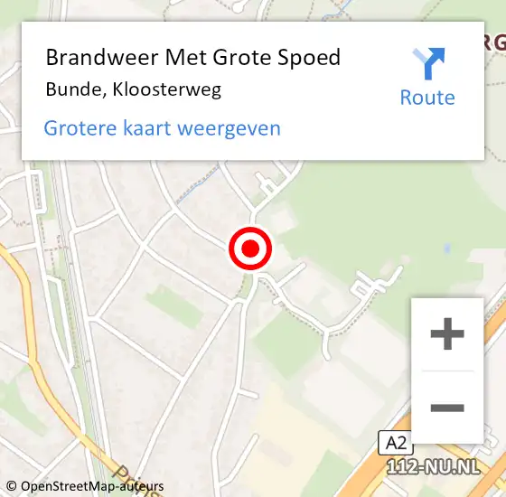 Locatie op kaart van de 112 melding: Brandweer Met Grote Spoed Naar Bunde, Kloosterweg op 5 juli 2020 17:55