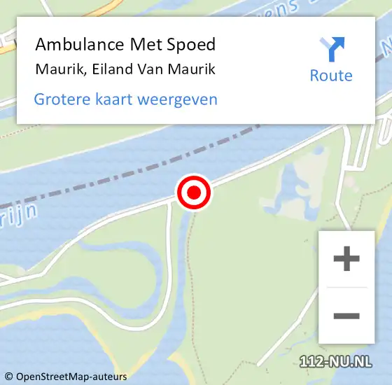 Locatie op kaart van de 112 melding: Ambulance Met Spoed Naar Maurik, Eiland Van Maurik op 5 juli 2020 18:38