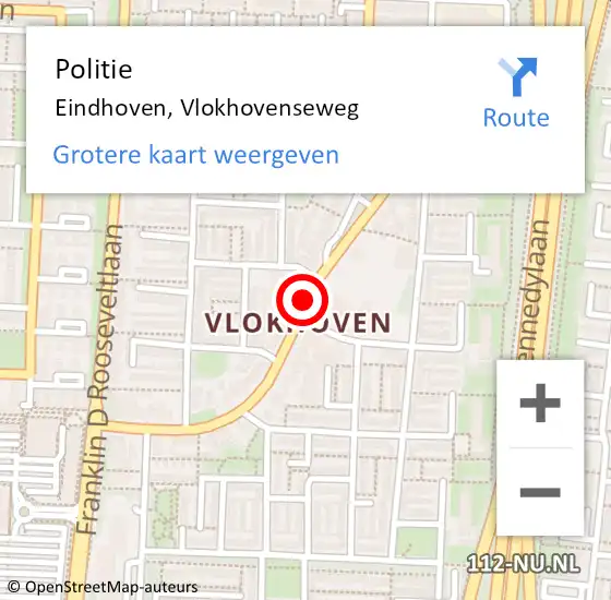 Locatie op kaart van de 112 melding: Politie Eindhoven, Vlokhovenseweg op 5 juli 2020 19:03