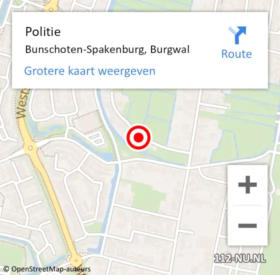 Locatie op kaart van de 112 melding: Politie Bunschoten-Spakenburg, Burgwal op 5 juli 2020 19:23