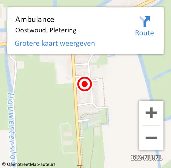 Locatie op kaart van de 112 melding: Ambulance Oostwoud, Pletering op 5 juli 2020 19:26