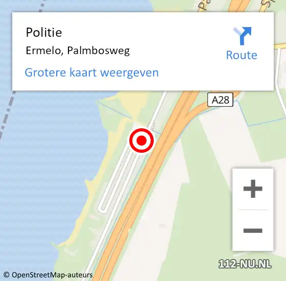 Locatie op kaart van de 112 melding: Politie Ermelo, Palmbosweg op 5 juli 2020 20:01