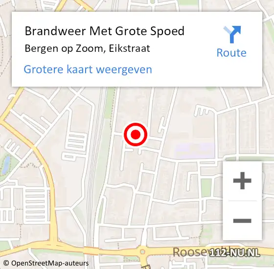 Locatie op kaart van de 112 melding: Brandweer Met Grote Spoed Naar Bergen op Zoom, Eikstraat op 5 juli 2020 20:18