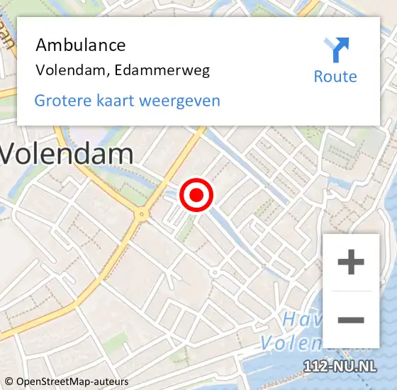 Locatie op kaart van de 112 melding: Ambulance Volendam, Edammerweg op 5 juli 2020 20:48