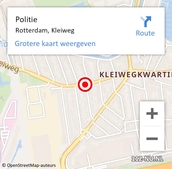 Locatie op kaart van de 112 melding: Politie Rotterdam, Kleiweg op 5 juli 2020 21:19