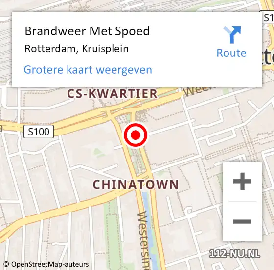 Locatie op kaart van de 112 melding: Brandweer Met Spoed Naar Rotterdam, Kruisplein op 5 juli 2020 21:31