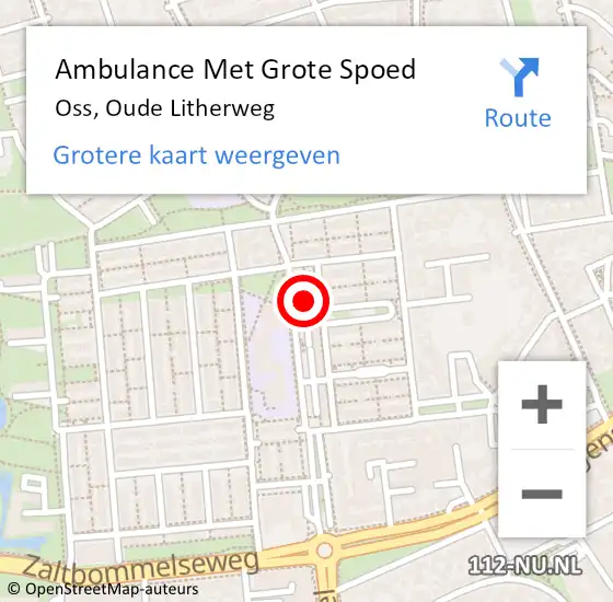 Locatie op kaart van de 112 melding: Ambulance Met Grote Spoed Naar Oss, Oude Litherweg op 5 juli 2020 21:59