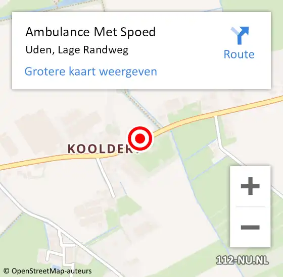 Locatie op kaart van de 112 melding: Ambulance Met Spoed Naar Uden, Lage Randweg op 5 juli 2020 22:09