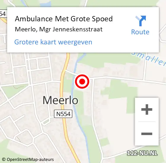 Locatie op kaart van de 112 melding: Ambulance Met Grote Spoed Naar Meerlo, Mgr Jenneskensstraat op 11 mei 2014 21:18