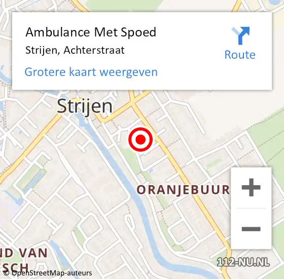 Locatie op kaart van de 112 melding: Ambulance Met Spoed Naar Strijen, Achterstraat op 6 juli 2020 04:00
