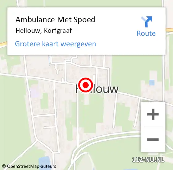 Locatie op kaart van de 112 melding: Ambulance Met Spoed Naar Hellouw, Korfgraaf op 6 juli 2020 06:03