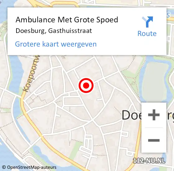 Locatie op kaart van de 112 melding: Ambulance Met Grote Spoed Naar Doesburg, Gasthuisstraat op 6 juli 2020 07:31