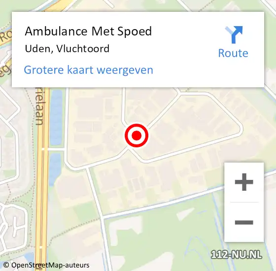 Locatie op kaart van de 112 melding: Ambulance Met Spoed Naar Uden, Vluchtoord op 6 juli 2020 07:39