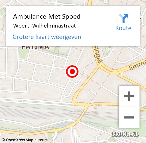 Locatie op kaart van de 112 melding: Ambulance Met Spoed Naar Weert, Wilhelminastraat op 6 juli 2020 08:16