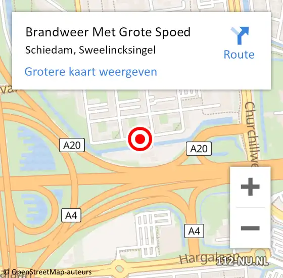 Locatie op kaart van de 112 melding: Brandweer Met Grote Spoed Naar Schiedam, Sweelincksingel op 6 juli 2020 09:57