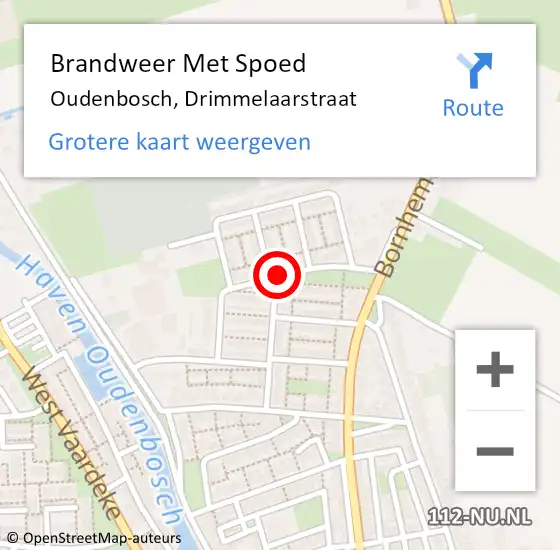 Locatie op kaart van de 112 melding: Brandweer Met Spoed Naar Oudenbosch, Drimmelaarstraat op 6 juli 2020 10:08