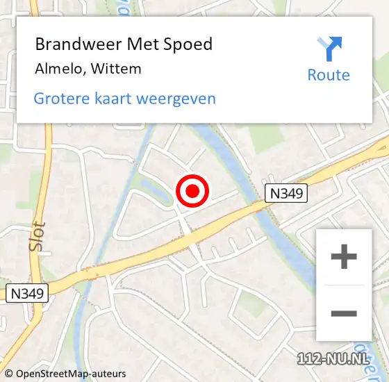 Locatie op kaart van de 112 melding: Brandweer Met Spoed Naar Almelo, Wittem op 11 mei 2014 21:53