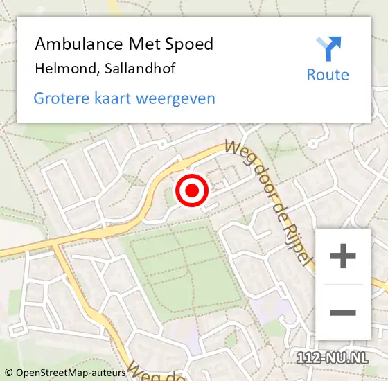 Locatie op kaart van de 112 melding: Ambulance Met Spoed Naar Helmond, Sallandhof op 6 juli 2020 10:36