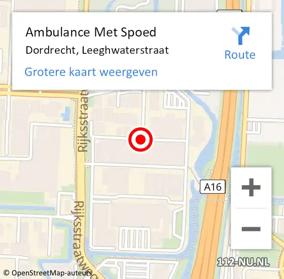 Locatie op kaart van de 112 melding: Ambulance Met Spoed Naar Dordrecht, Leeghwaterstraat op 6 juli 2020 10:38