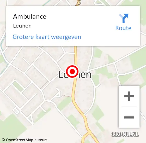 Locatie op kaart van de 112 melding: Ambulance Leunen op 6 juli 2020 10:45