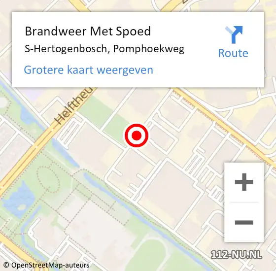 Locatie op kaart van de 112 melding: Brandweer Met Spoed Naar S-Hertogenbosch, Pomphoekweg op 6 juli 2020 11:15