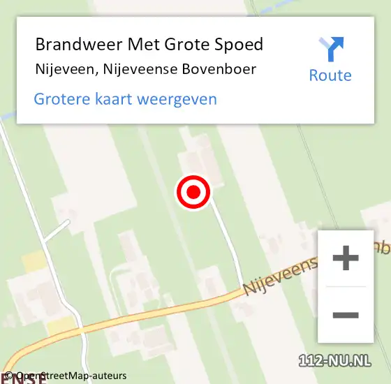 Locatie op kaart van de 112 melding: Brandweer Met Grote Spoed Naar Nijeveen, Nijeveense Bovenboer op 11 mei 2014 22:18