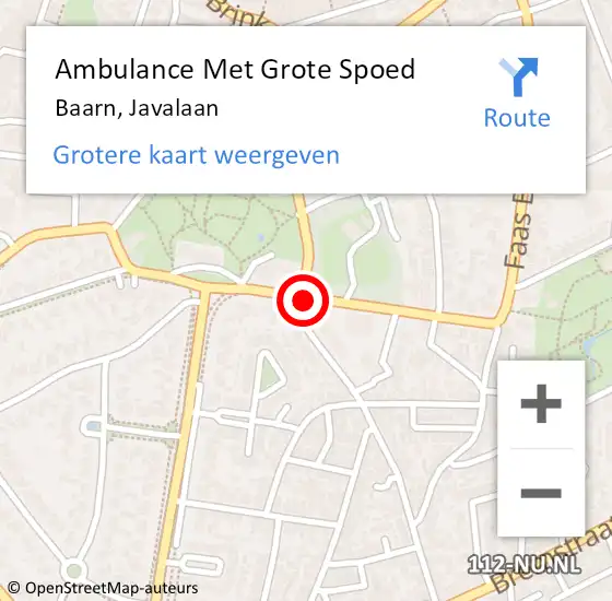 Locatie op kaart van de 112 melding: Ambulance Met Grote Spoed Naar Baarn, Javalaan op 6 juli 2020 12:35