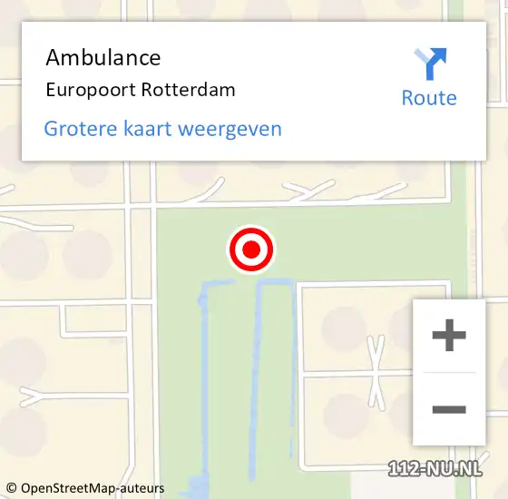 Locatie op kaart van de 112 melding: Ambulance Europoort Rotterdam op 6 juli 2020 12:58