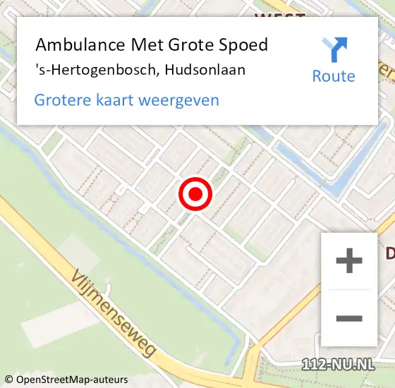 Locatie op kaart van de 112 melding: Ambulance Met Grote Spoed Naar 's-Hertogenbosch, Hudsonlaan op 6 juli 2020 13:07