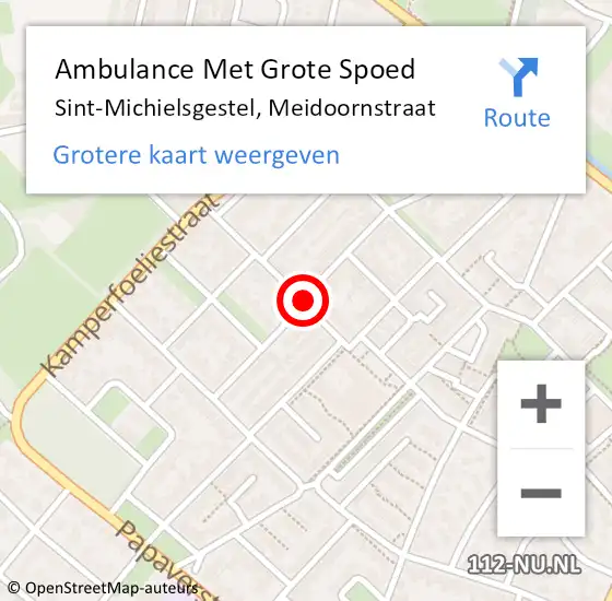 Locatie op kaart van de 112 melding: Ambulance Met Grote Spoed Naar Sint-Michielsgestel, Meidoornstraat op 6 juli 2020 13:11