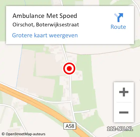 Locatie op kaart van de 112 melding: Ambulance Met Spoed Naar Oirschot, Boterwijksestraat op 6 juli 2020 13:28