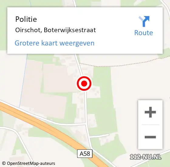 Locatie op kaart van de 112 melding: Politie Oirschot, Boterwijksestraat op 6 juli 2020 13:29