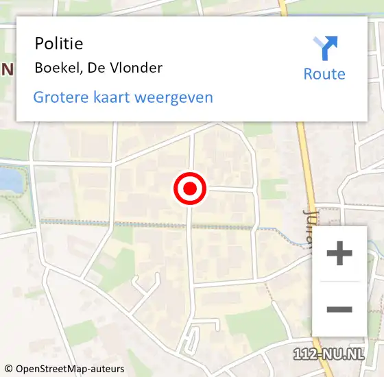 Locatie op kaart van de 112 melding: Politie Boekel, De Vlonder op 6 juli 2020 14:06