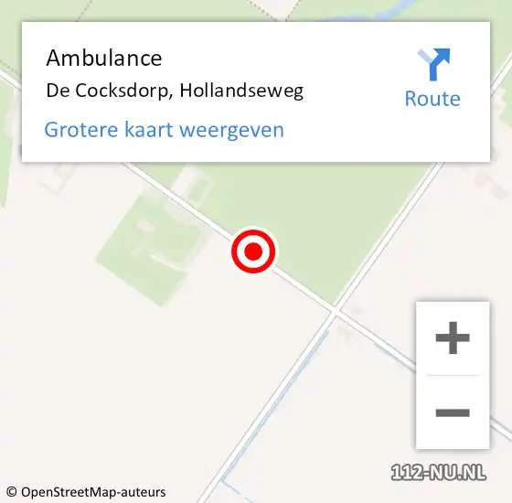 Locatie op kaart van de 112 melding: Ambulance De Cocksdorp, Hollandseweg op 6 juli 2020 15:13