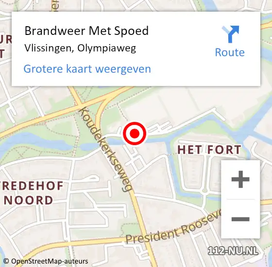 Locatie op kaart van de 112 melding: Brandweer Met Spoed Naar Vlissingen, Olympiaweg op 6 juli 2020 15:33