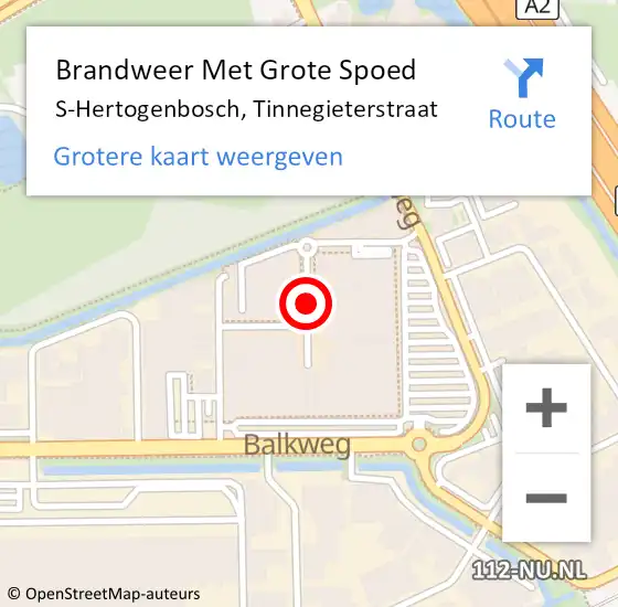 Locatie op kaart van de 112 melding: Brandweer Met Grote Spoed Naar S-Hertogenbosch, Tinnegieterstraat op 6 juli 2020 15:33