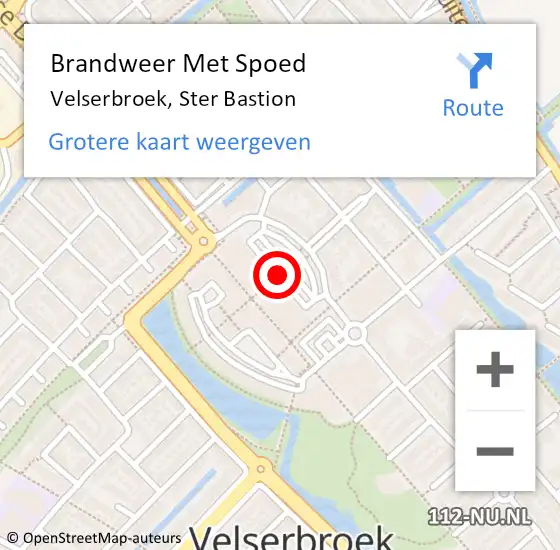 Locatie op kaart van de 112 melding: Brandweer Met Spoed Naar Velserbroek, Ster Bastion op 6 juli 2020 17:46