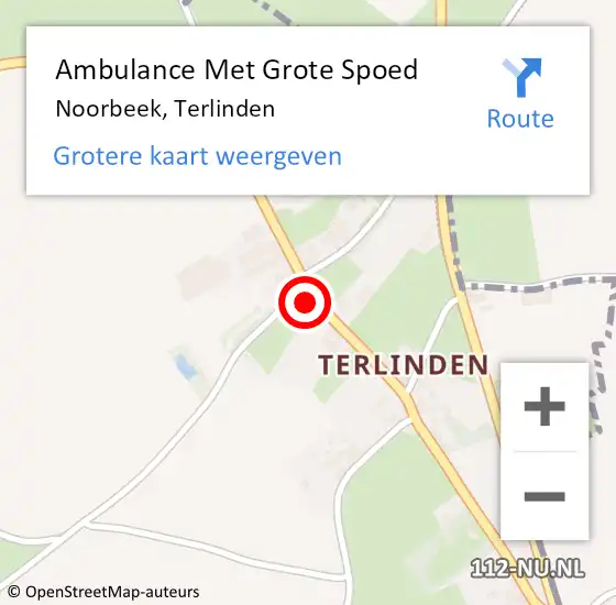 Locatie op kaart van de 112 melding: Ambulance Met Grote Spoed Naar Noorbeek, Terlinden op 11 mei 2014 23:29