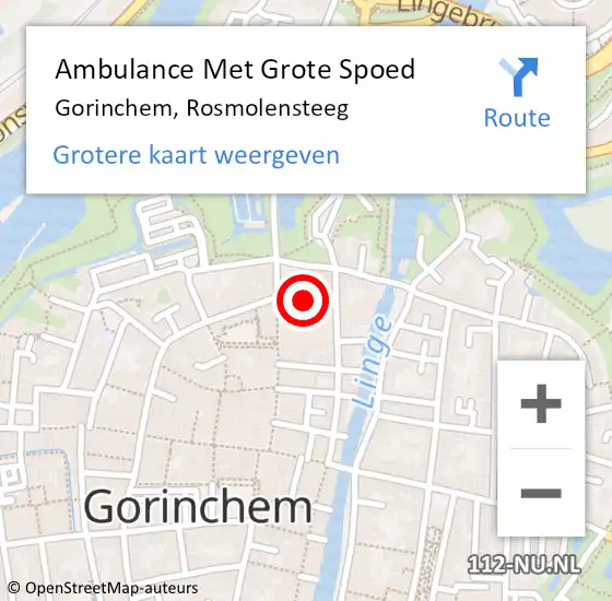 Locatie op kaart van de 112 melding: Ambulance Met Grote Spoed Naar Gorinchem, Rosmolensteeg op 6 juli 2020 21:00