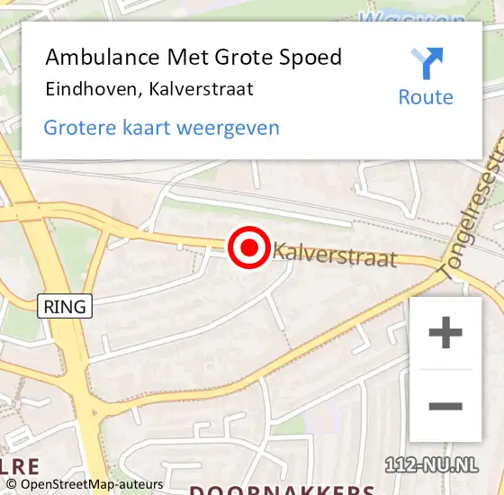 Locatie op kaart van de 112 melding: Ambulance Met Grote Spoed Naar Eindhoven, Kalverstraat op 6 juli 2020 21:45