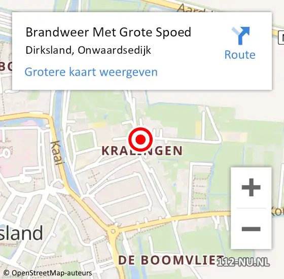 Locatie op kaart van de 112 melding: Brandweer Met Grote Spoed Naar Dirksland, Onwaardsedijk op 6 juli 2020 21:52