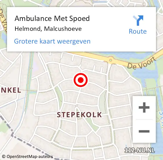 Locatie op kaart van de 112 melding: Ambulance Met Spoed Naar Helmond, Malcushoeve op 6 juli 2020 22:18