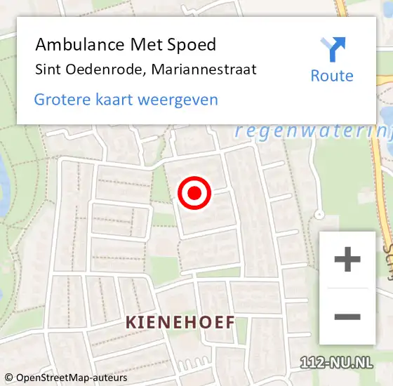 Locatie op kaart van de 112 melding: Ambulance Met Spoed Naar Sint Oedenrode, Mariannestraat op 6 juli 2020 22:19