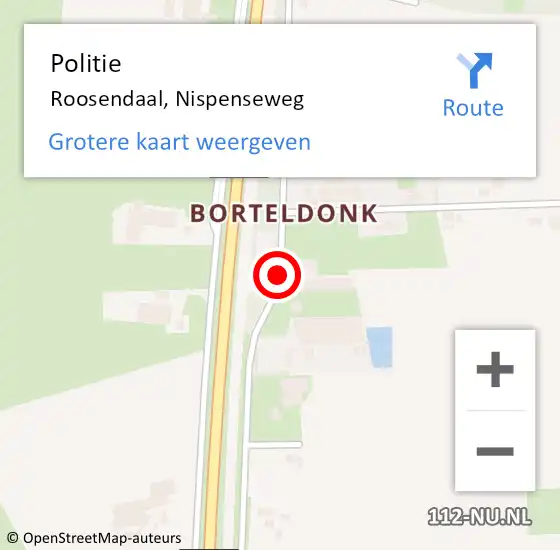 Locatie op kaart van de 112 melding: Politie Roosendaal, Nispenseweg op 6 juli 2020 22:21