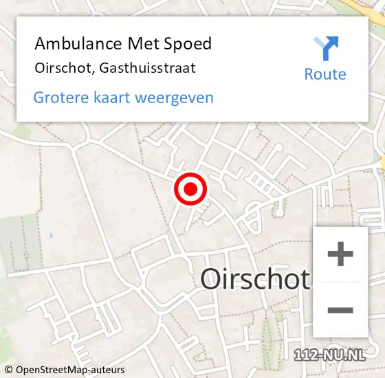 Locatie op kaart van de 112 melding: Ambulance Met Spoed Naar Oirschot, Gasthuisstraat op 6 juli 2020 22:34