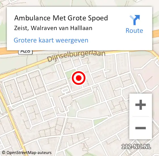 Locatie op kaart van de 112 melding: Ambulance Met Grote Spoed Naar Zeist, Walraven van Halllaan op 6 juli 2020 23:16